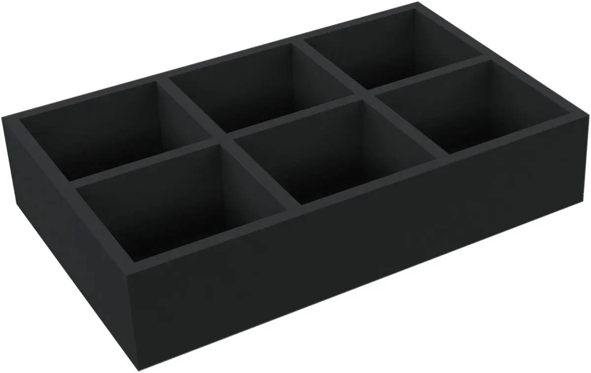 ANMEVC110BO-PE 550 mm x 350 mm x 110 mm PE rigid foam insert with 6 compartments