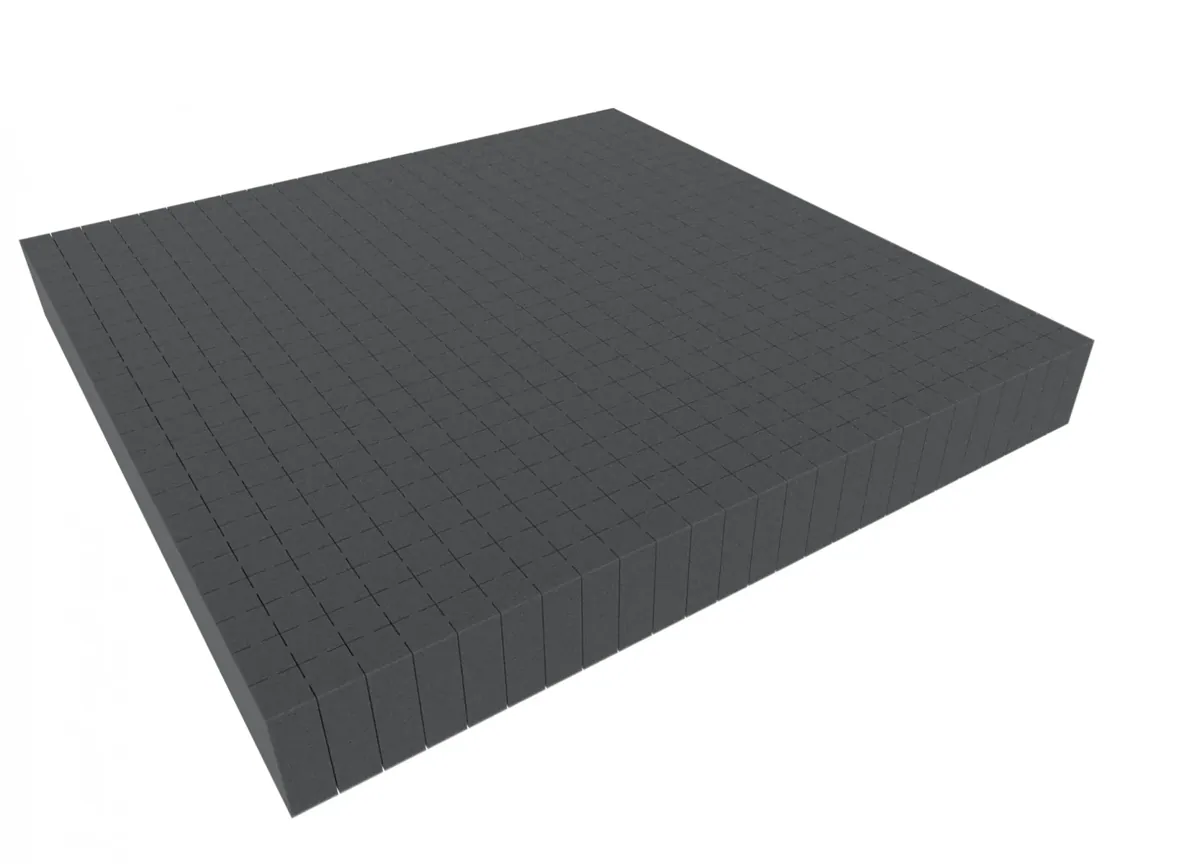 1000 mm x 1000 mm x 60 mm - Raster 20 mm - Pick and Pluck / Pre-Cubed foam tray