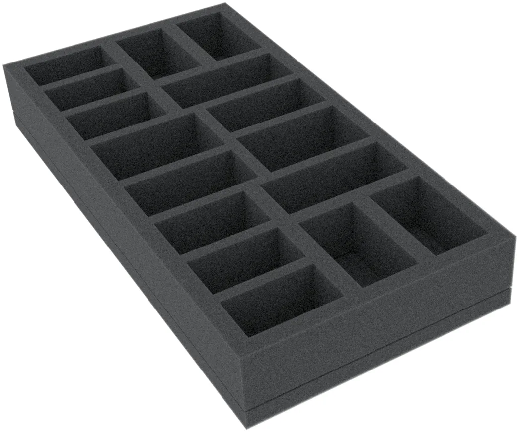BEMFIL040BO 285 mm x 142,5 mm x 40 mm foam tray for board games with 16 compartments