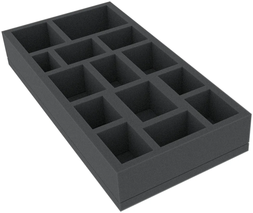 BEMFJK045BO 285 mm x 142,5 mm x 45 mm foam tray for board games with 14 compartments