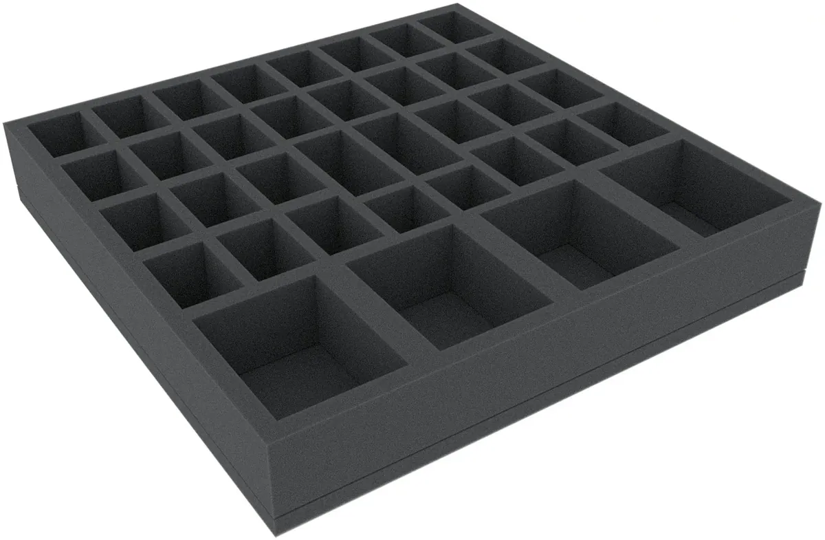 BHMFKK050BO 314 mm x 314 mm x 50 mm foam tray for board games with 36 compartments