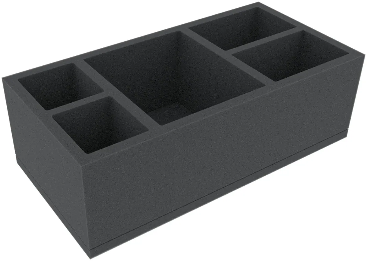 DKMFFA095BO 300 mm x 150 mm x 95 mm foam tray for board games with 5 compartments