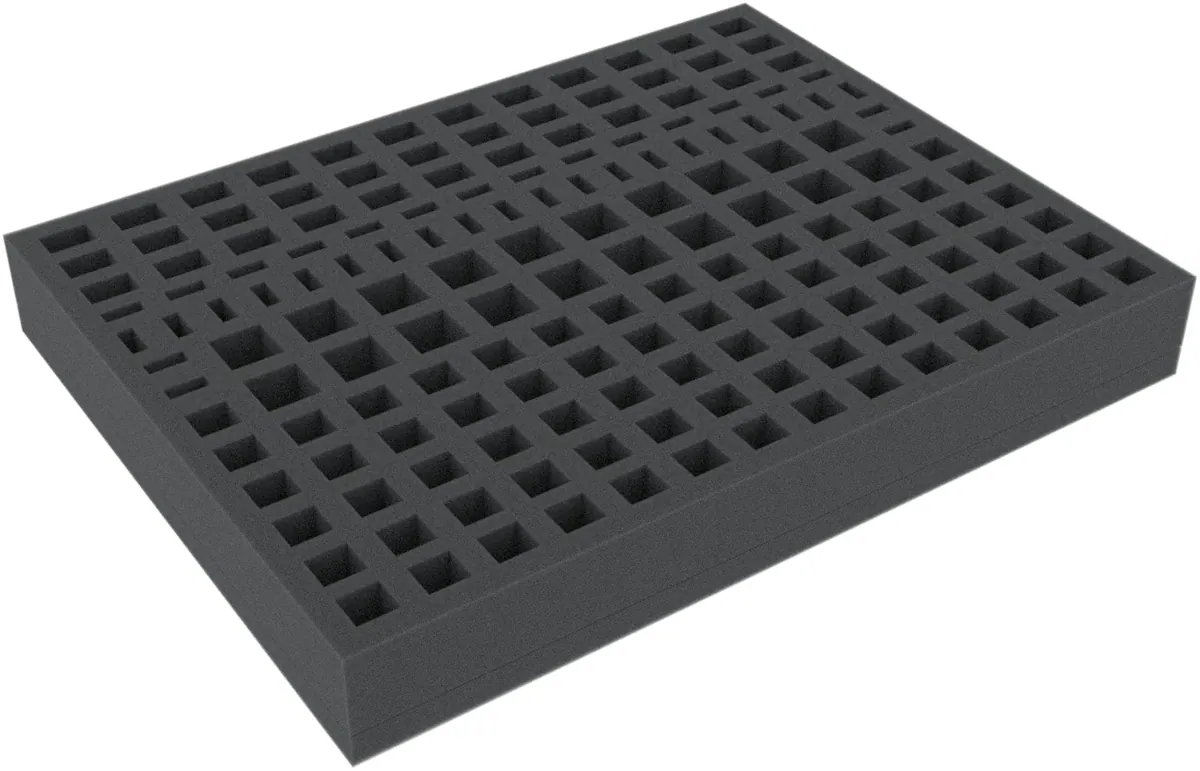 DQMEVZ035BO 280 mm x 215 mm x 35 mm Feldherr foam tray for board game boxes with 166 compartments