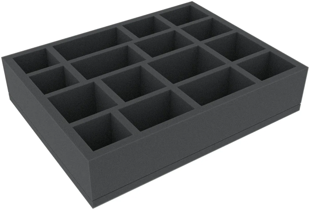 DQMFKM060BO 280 mm x 215 mm x 60 mm foam tray for board games with 16 compartments