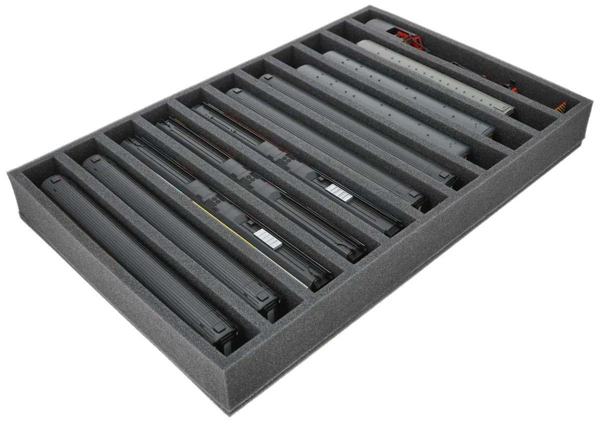 DS065A005 Foam inlay 00 Gauge - vertical - 11 slots for model railway locomotives, wagons and vehicles