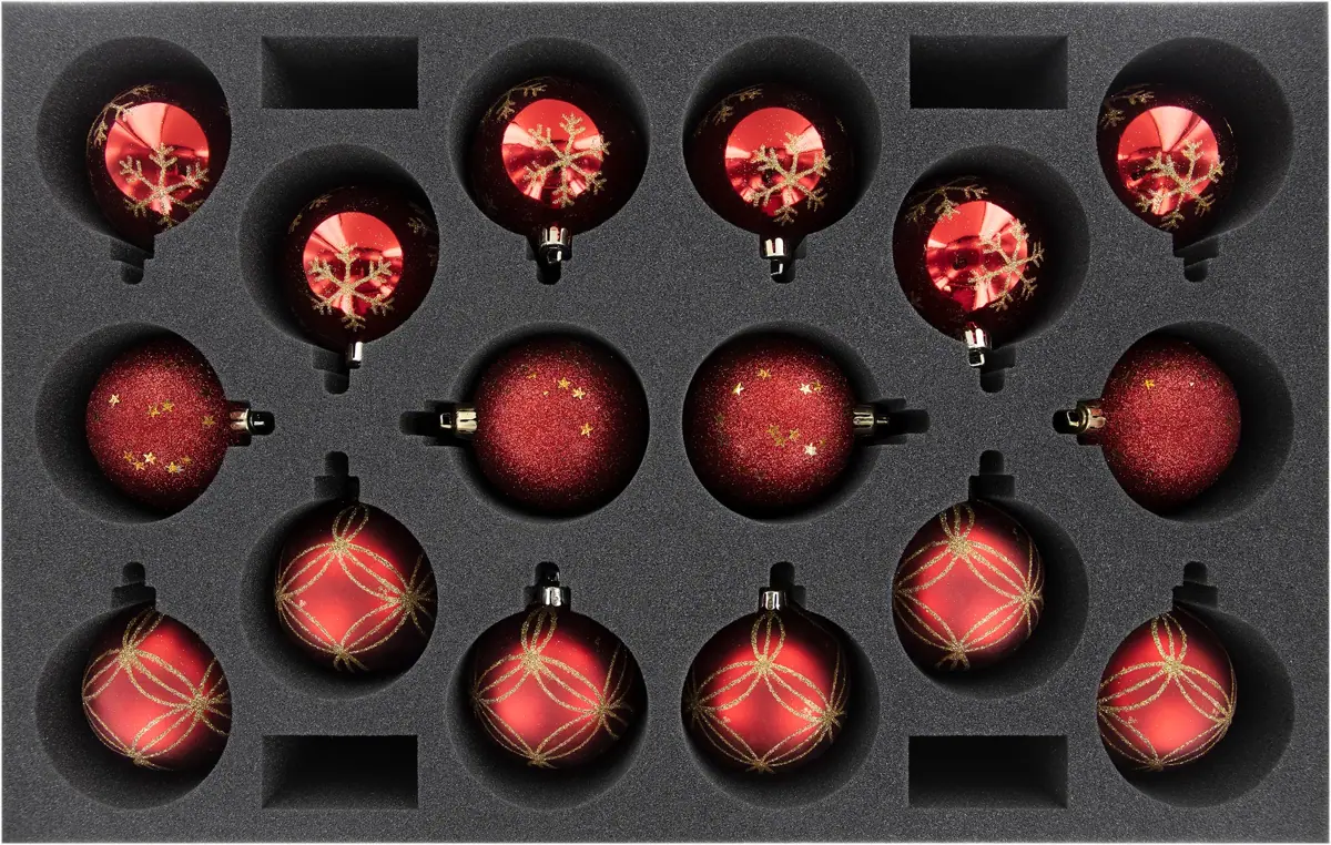 DS090A001 Feldherr foam tray for 16 Christmas baubles diameter 80 mm with crown