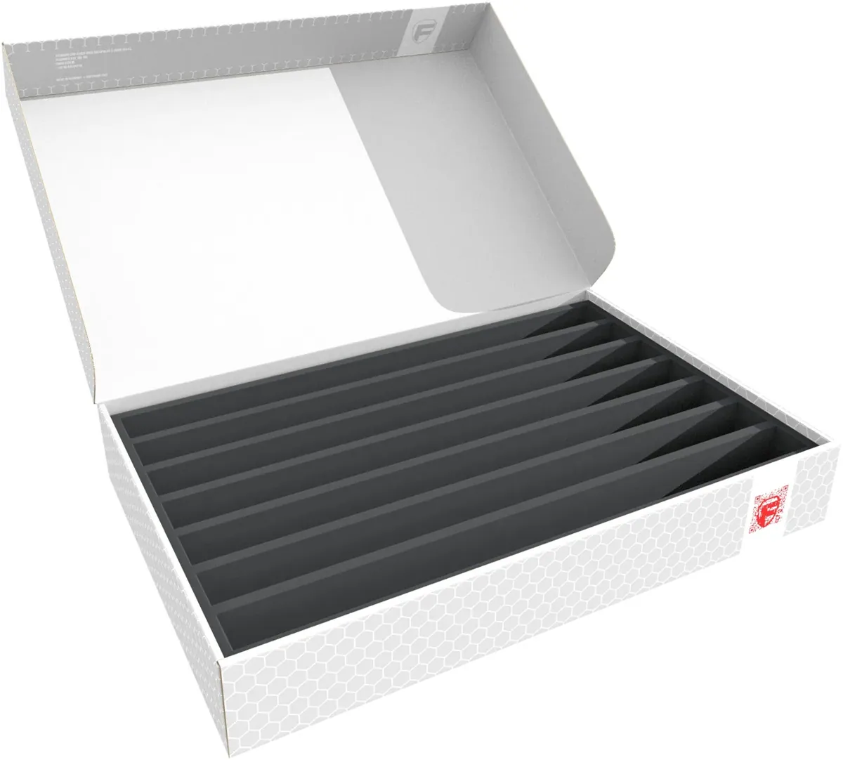 Feldherr Storage Box DSLB075 for model railway locomotives, wagons and vehicles - 7 slots for TT Gauge - vertical
