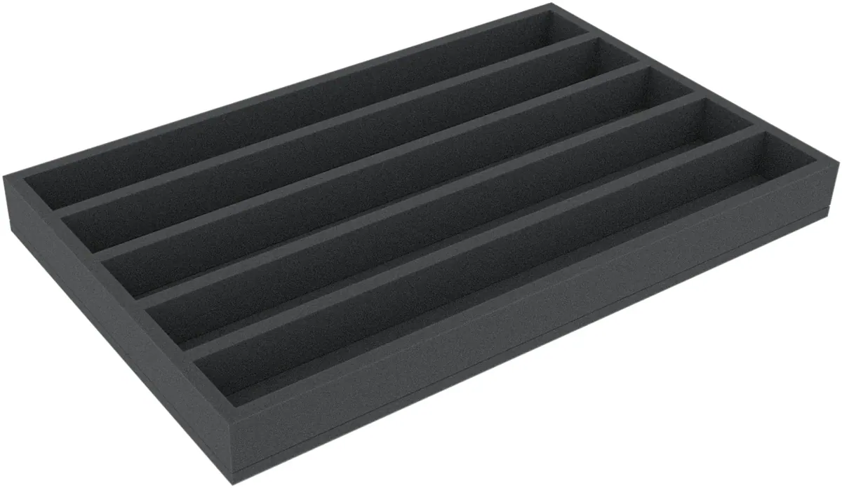 DSMELQ050BO 50 mm Double-Size foam tray with 5 compartments