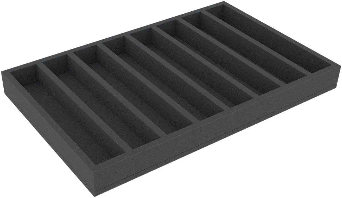 DSMELR050BO 50 mm Double-Size foam tray with 8 compartments