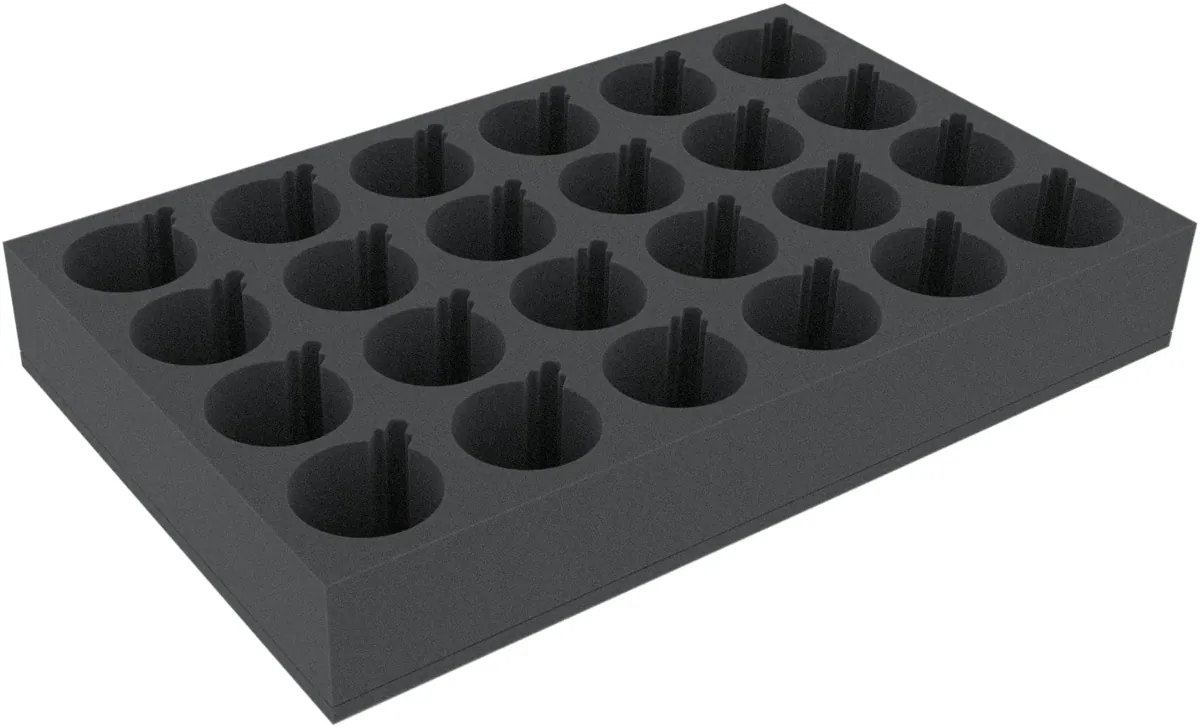 DSMETE080BO Feldherr foam tray with 24 circular compartments of 70 mm diameter