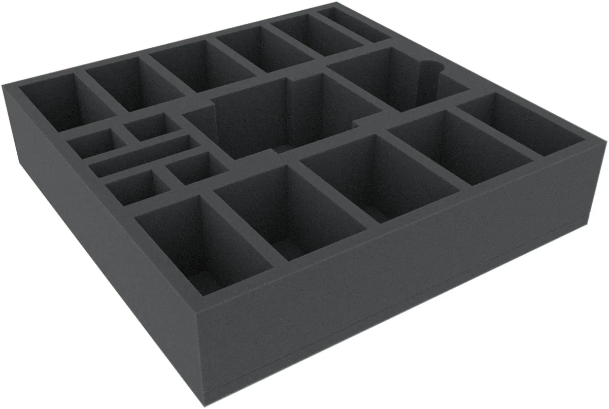 DVMESS070BO 320 mm x 320 mm x 70 mm foam tray for board games - 18 compartments
