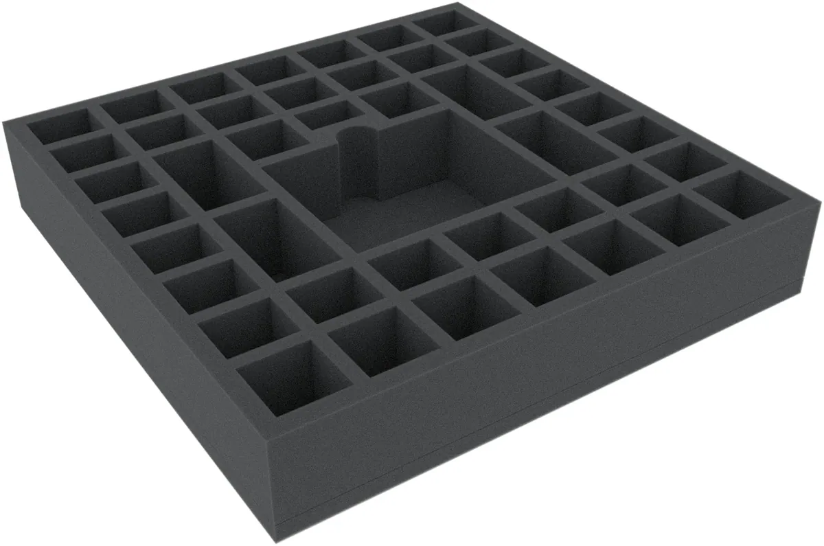 DWMETZ055BO 308 mm x 308 mm x 55 mm foam tray for board games - 44 compartments