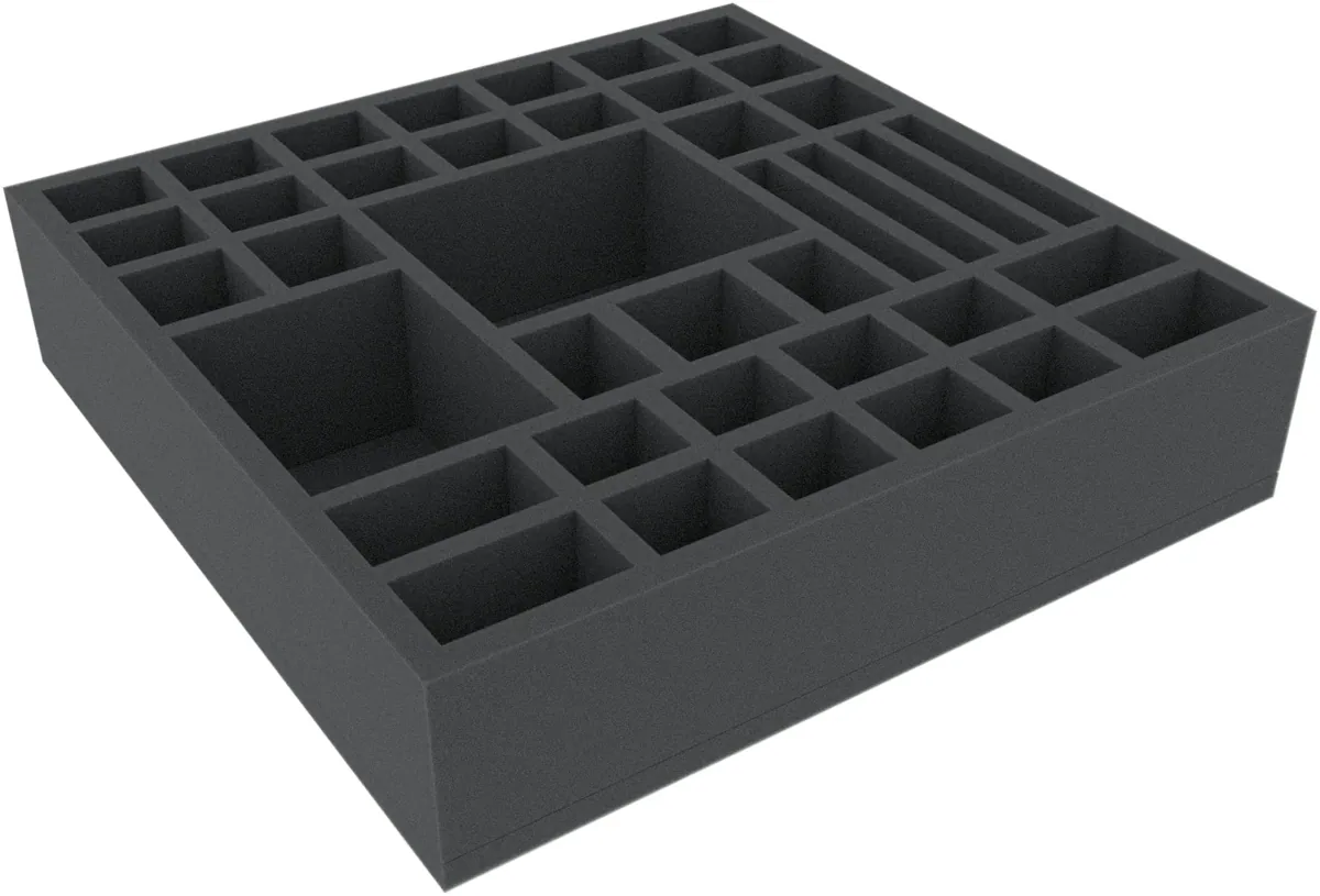 DWMEUI070BO 308 mm x 308 mm x 70 mm foam tray for board games - 39 compartments