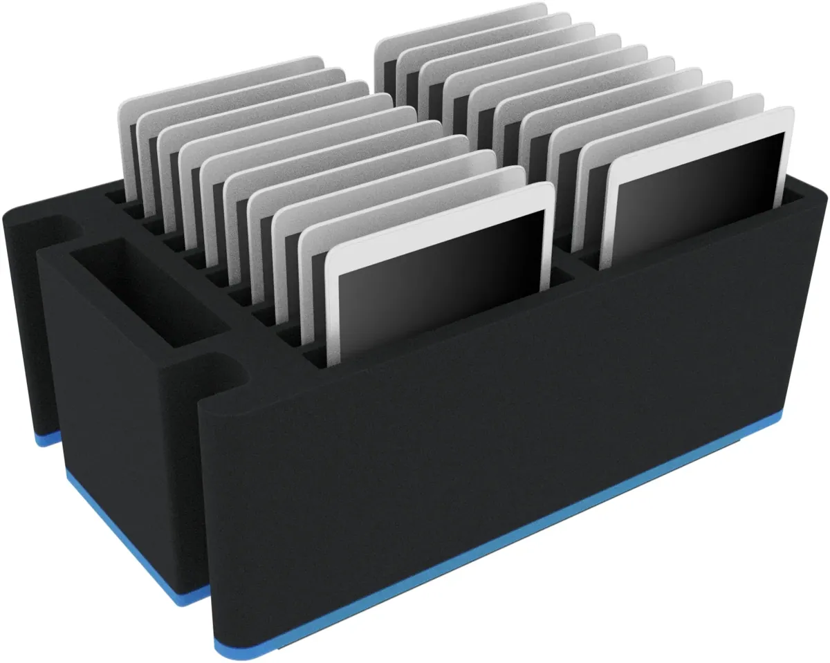 Hard foam insert 20 tablets in XL cases compatible with Apple iPad, Samsung and Microsoft Surface Go for Auer Case CP 6433
