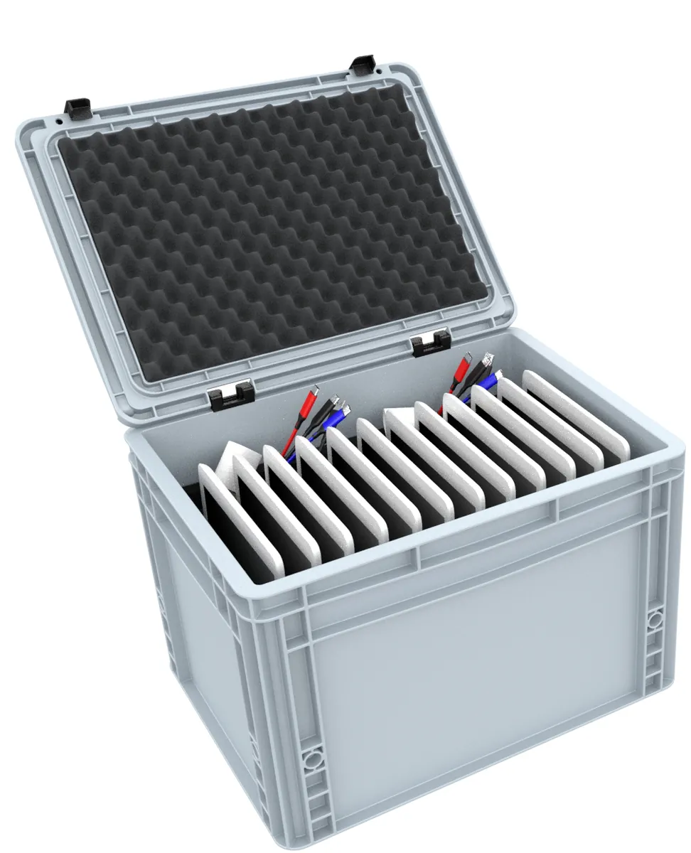 Box for 12 tablets in standard covers up to 17 mm - compatible with Apple iPad, Samsung Galaxy Tab A or Microsoft Surface Go