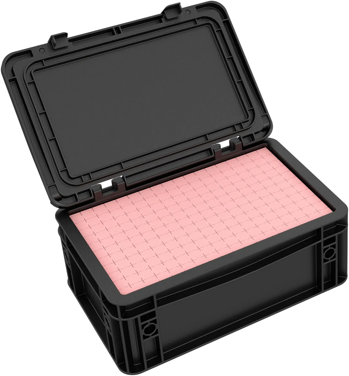 ESD ED 32/12 HG Eurocontainer Case / Euro Box 300 x 200 x 135 mm inclusive pink ESD Pick and Pluck foam