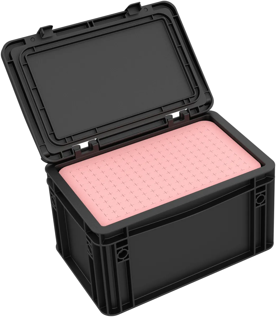 Feldherr ESD Pick and Pluck foam + Eurocontainer with hinged lid ED 32/17 HG 300 x 200 x 185 mm