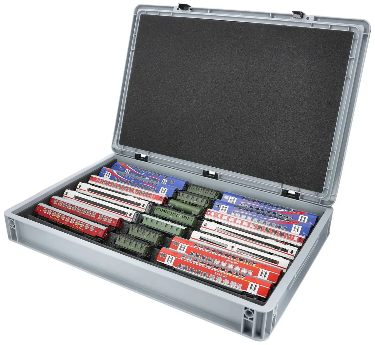 Eurobox 60 x 40 cm Set for model railway with Zugliege - 7 compartments for TT gauge