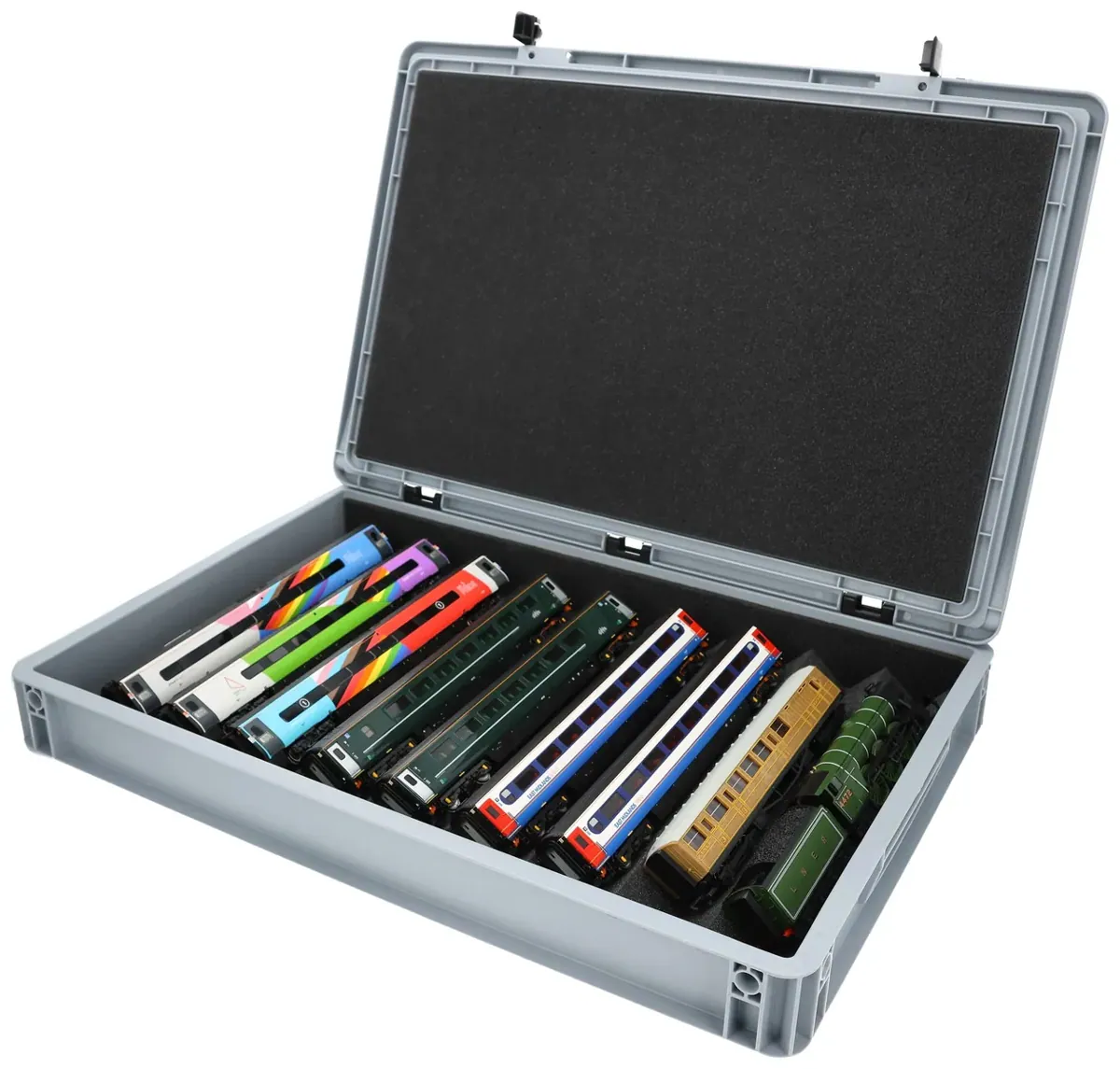 Euro Box with Zugliege - 9 compartments for 00 Gauge - for model railway locomotives, wagons and vehicles