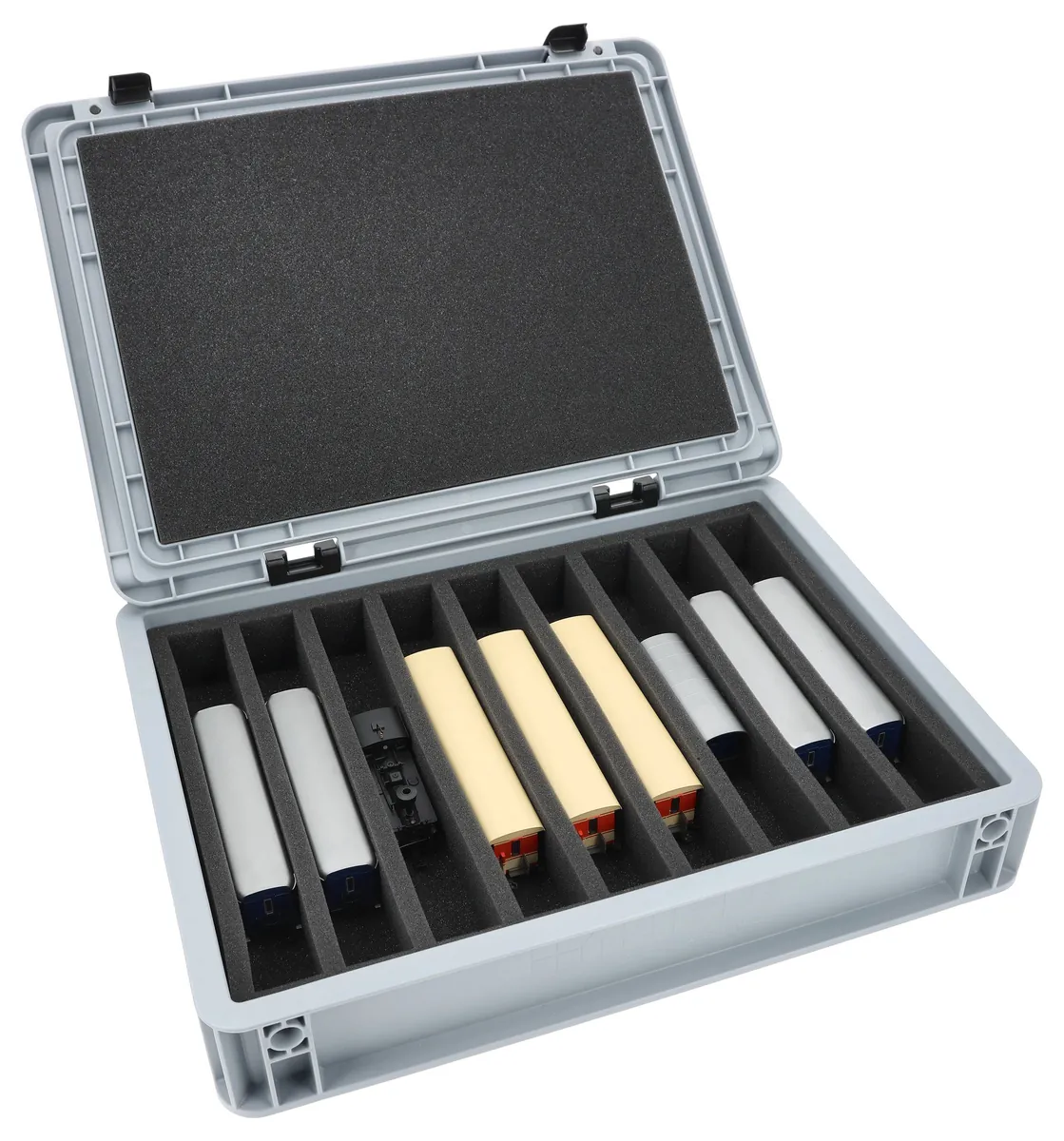 Feldherr Eurobox 40 x 30 cm Set for model railway - H0e scale - 9 compartments - foam insert for upright storage