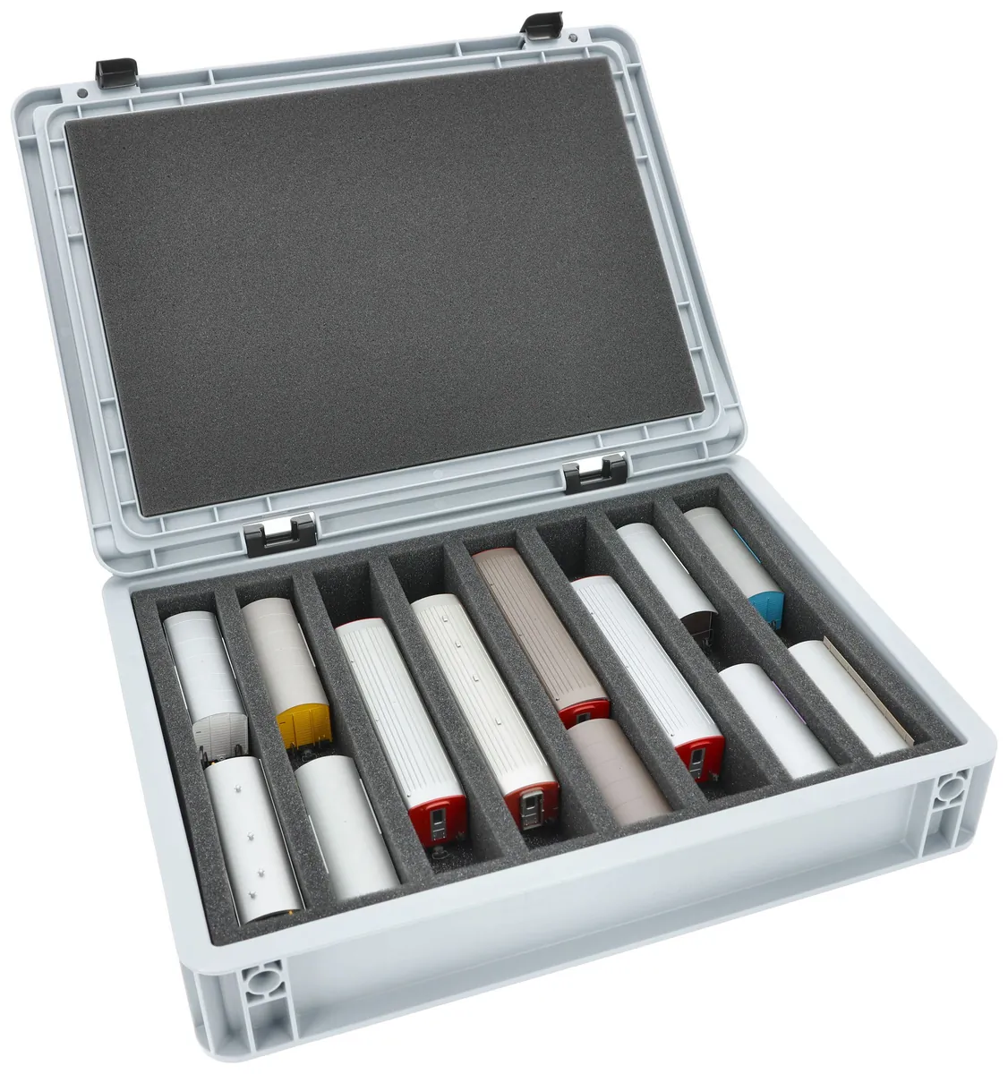 Feldherr Eurobox 40 x 30 cm Set for model railway - H0m scale - 8 compartments - foam insert for upright storage