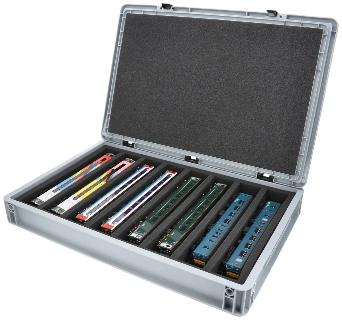 Feldherr Eurobox 60 x 40 cm Set for model railway - 00 scale - 8 compartments - foam insert for horizontal storage
