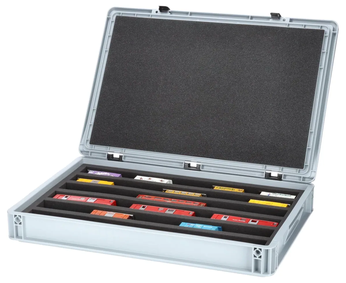 Feldherr Eurobox 60 x 40 cm Set for model railway - H0m scale - 6 compartments - foam insert for horizontal storage