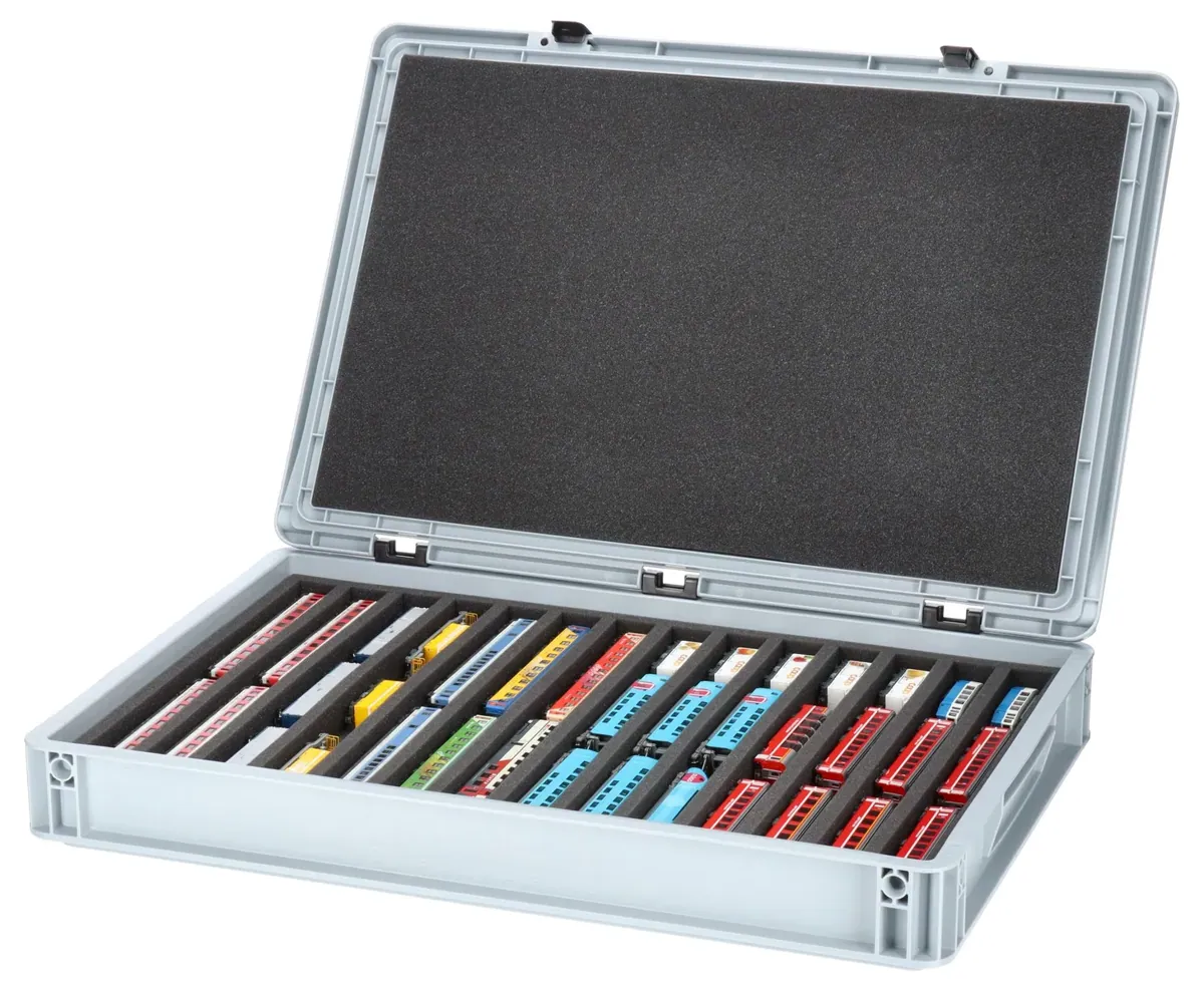 Feldherr Eurobox 60 x 40 cm Set for model railway - N scale - 14 compartments - foam insert for horizontal storage