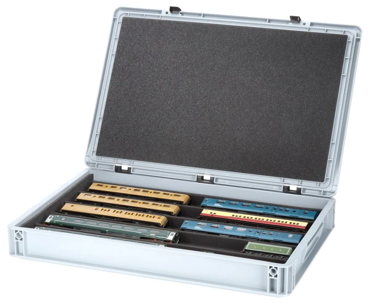 Feldherr Eurobox 60 x 40 cm Set with PanoramaLiege - 5 compartments for 00 scale - for model railways, locomotives and vehicles