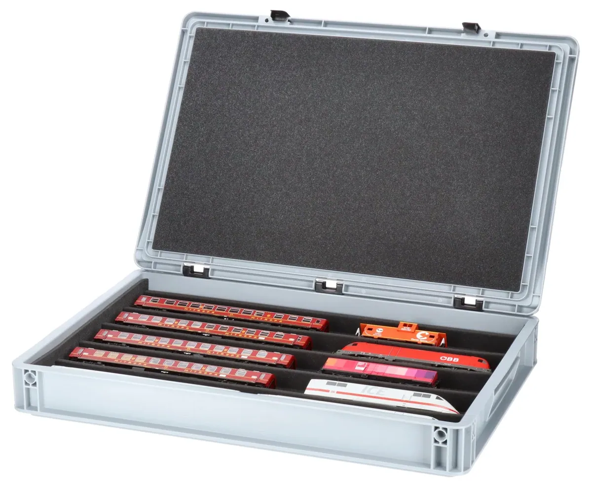 Feldherr Eurobox 60 x 40 cm Set with PanoramaLiege - 5 compartments for H0 scale - for model railways, locomotives and vehicles