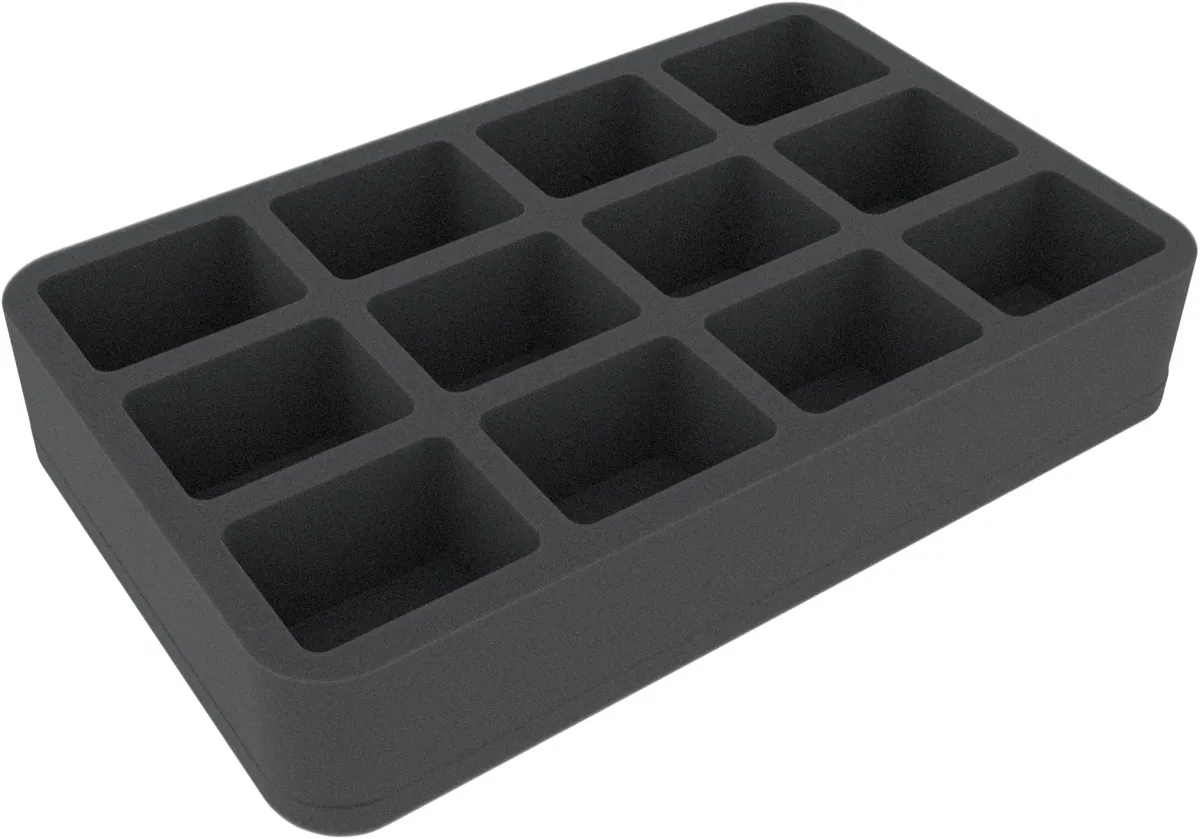 HSMFEN050BO 50 mm Half-Size foam tray with 12 compartments