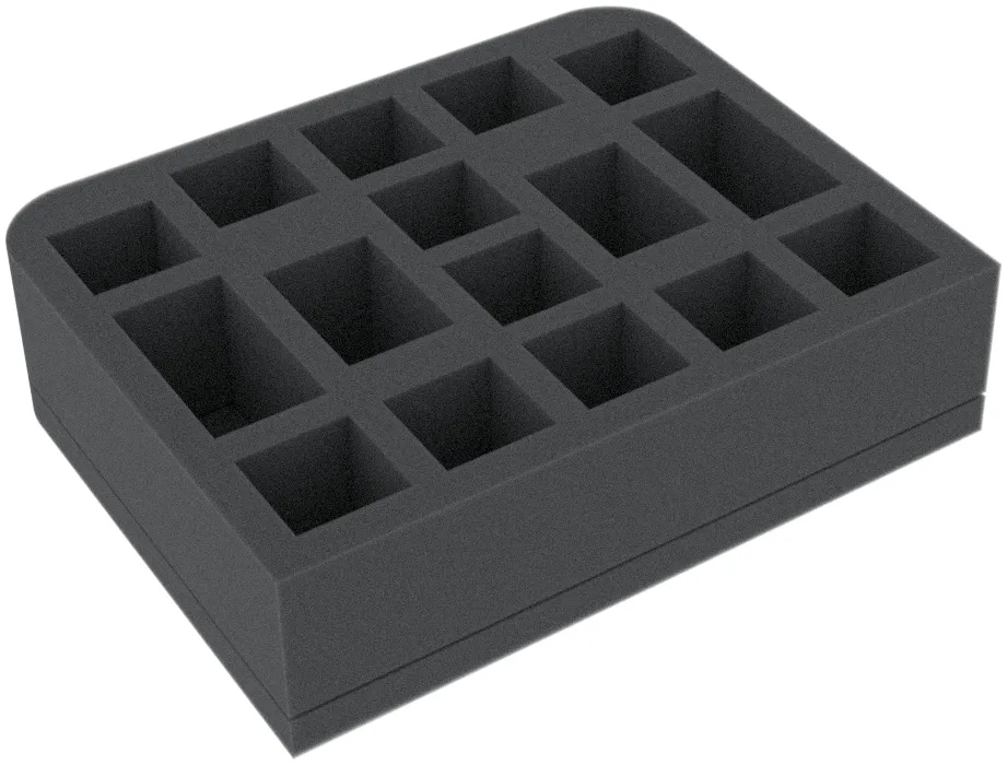 QSMFHH045BO 172,5 mm x 137,5 mm x 45 mm foam tray for board games with 16 compartments