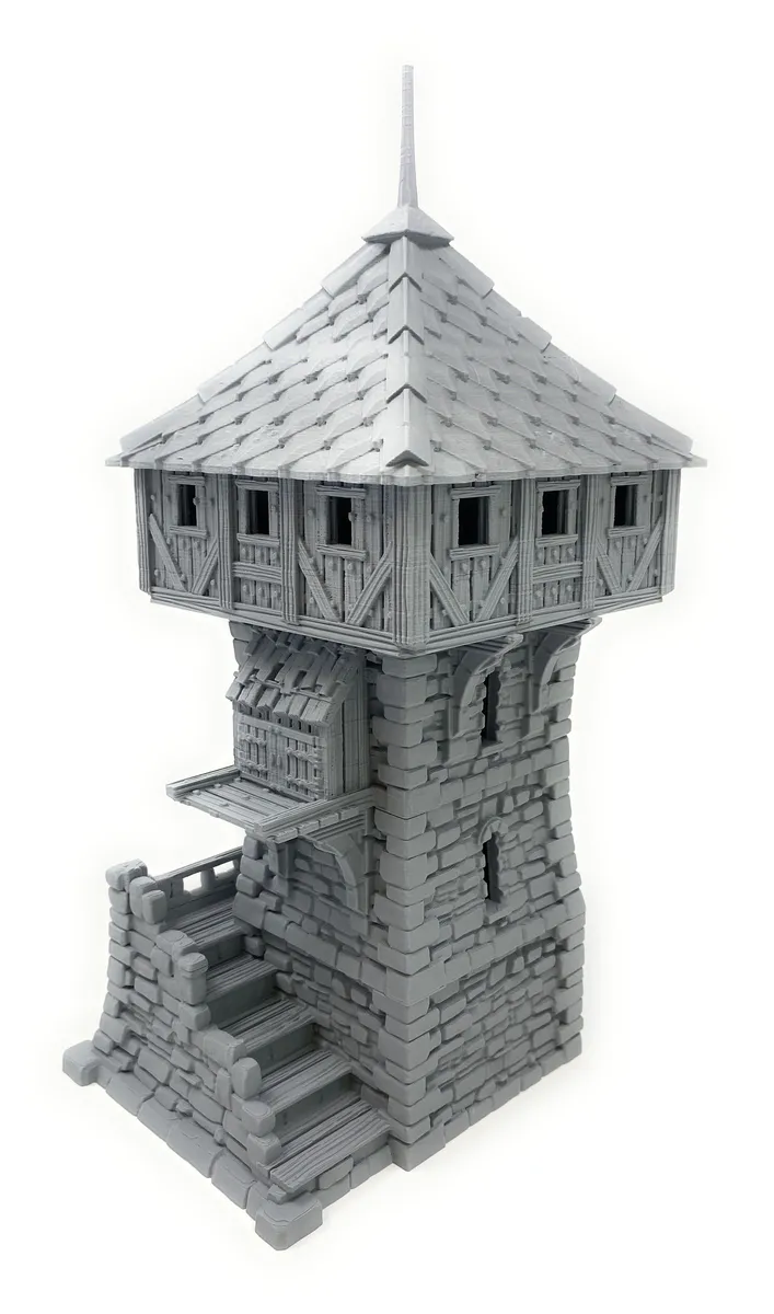 3D Printed Defense Tower for Tabletop Miniatures - Paintable and Highly Detailed - Perfect for D&D, Wargaming, and Dioramas - 28mm Scale - Approx. 17x16x35 cm