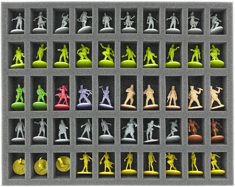 FS035ZC16 35 mm full-size foam tray with 50 slots for Zombicide accessories and miniatures