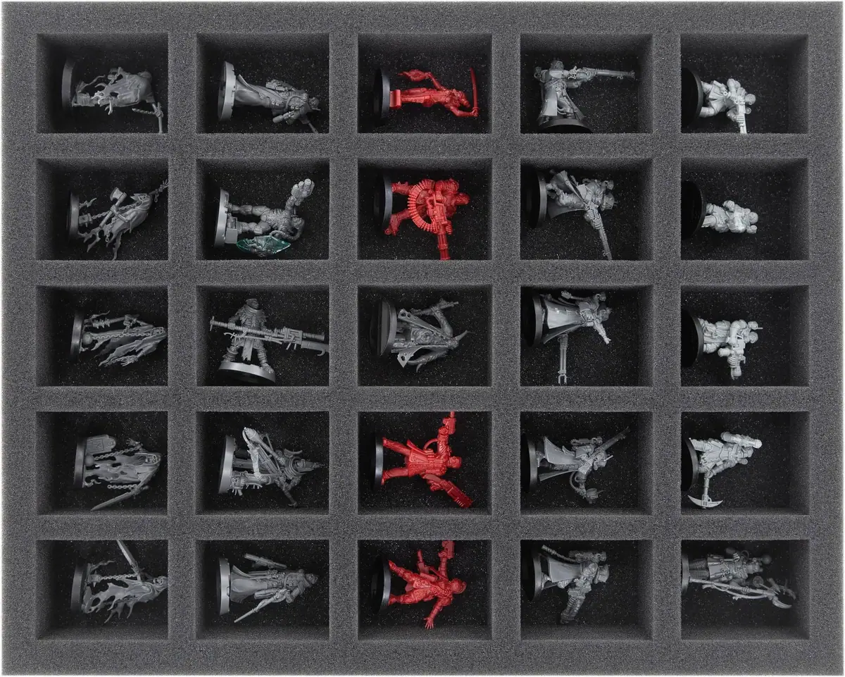 FS040WH10 40 mm full-size Figure Foam Tray with 25 large cut outs for warhammer
