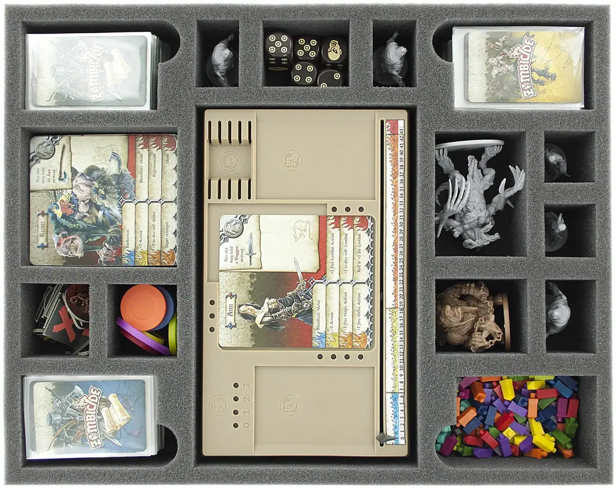 FS055ZC24 55 mm full-size foam tray with 16 compartments for Zombicide Black Plague and Wulfsburg