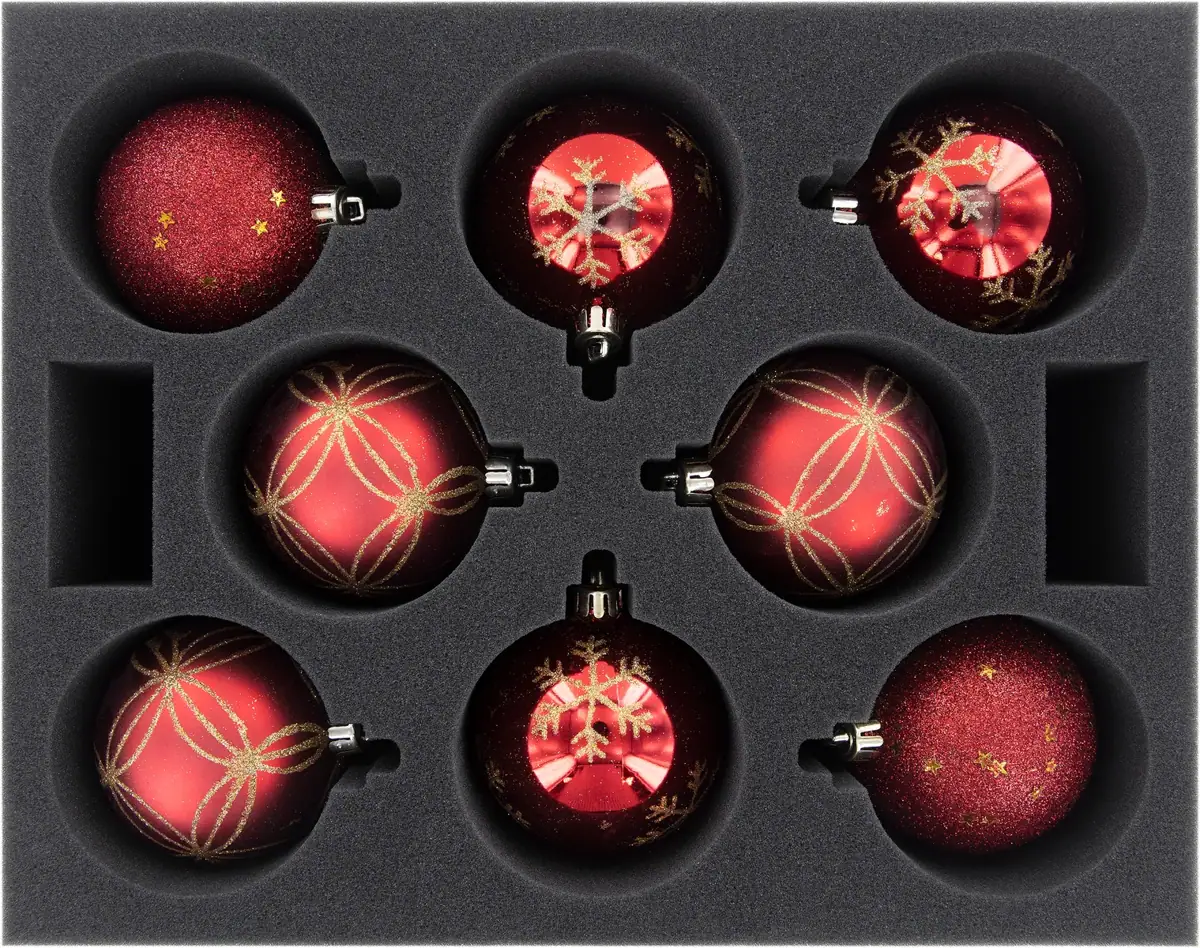 FS090A003 Feldherr foam tray for 8 Christmas baubles diameter 80 mm with crown