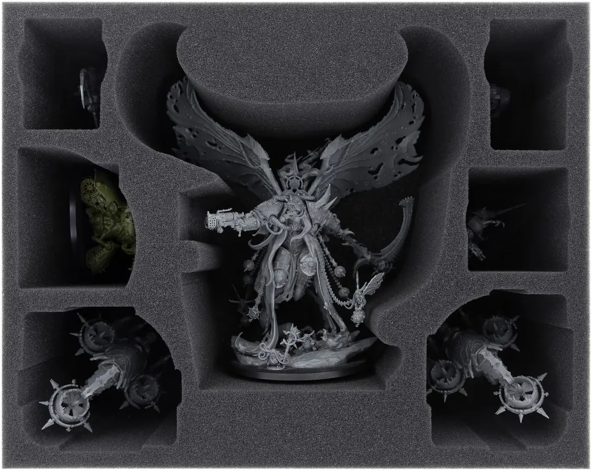 FSMEES120BO foam tray for Mortarion + Foetid Bloat-drone + 4 miniatures