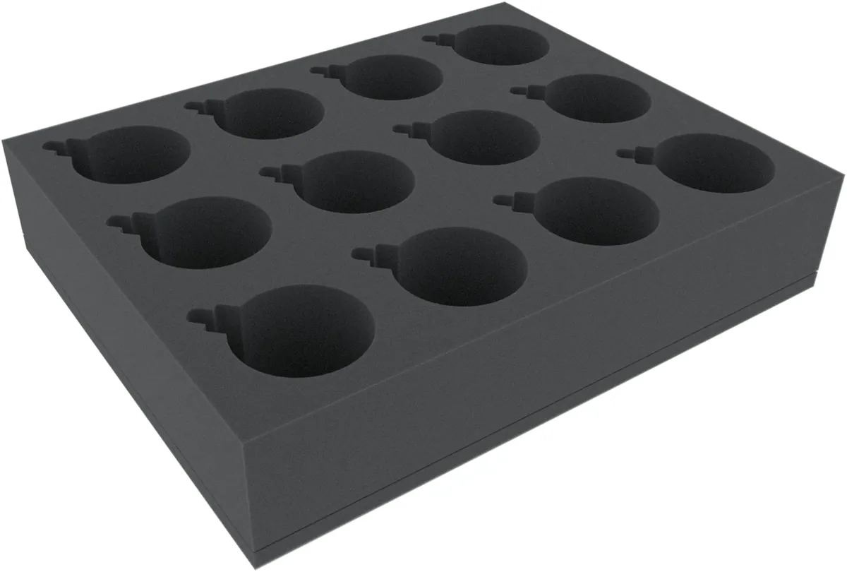 FSMETB070BO Full-Size foam tray with 12 circular compartments of 60 mm diameter