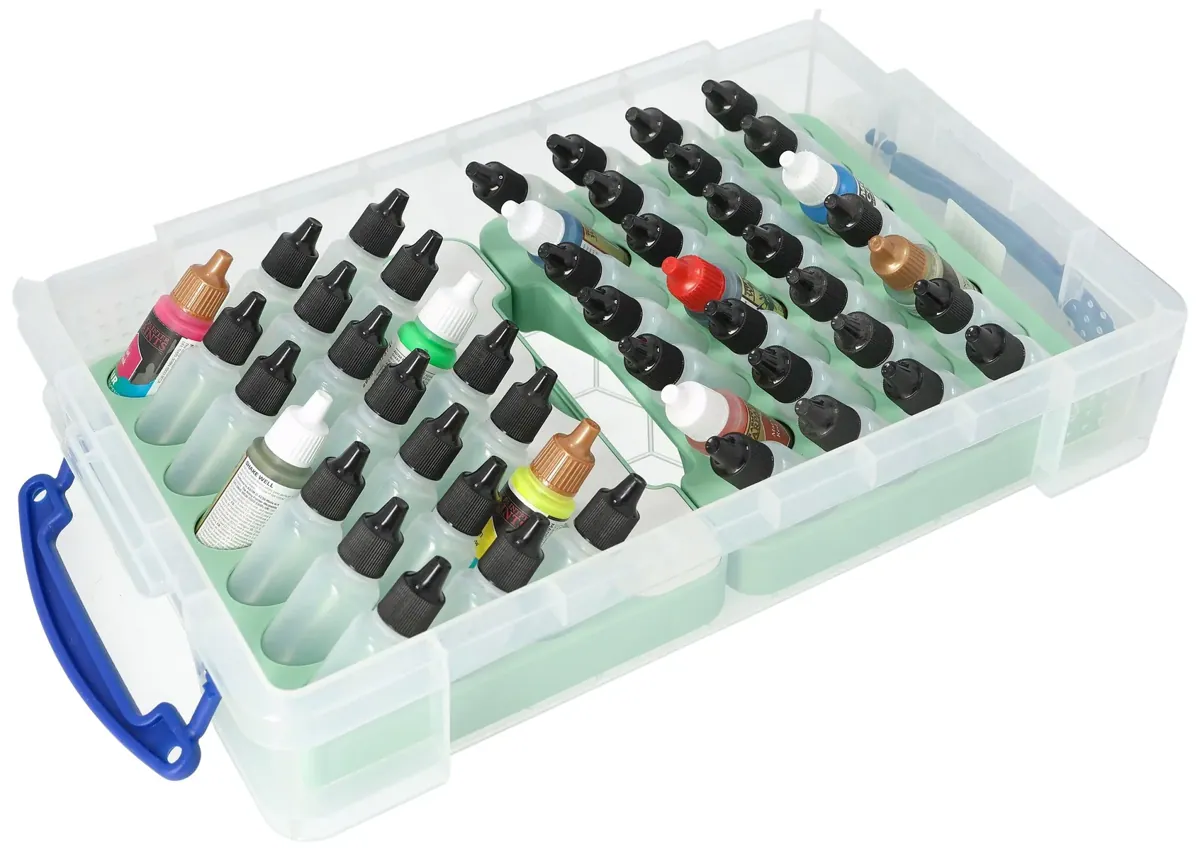 Feldherr Paint Racks with 4l Really Useful Box - 49 paint bottles + accessories