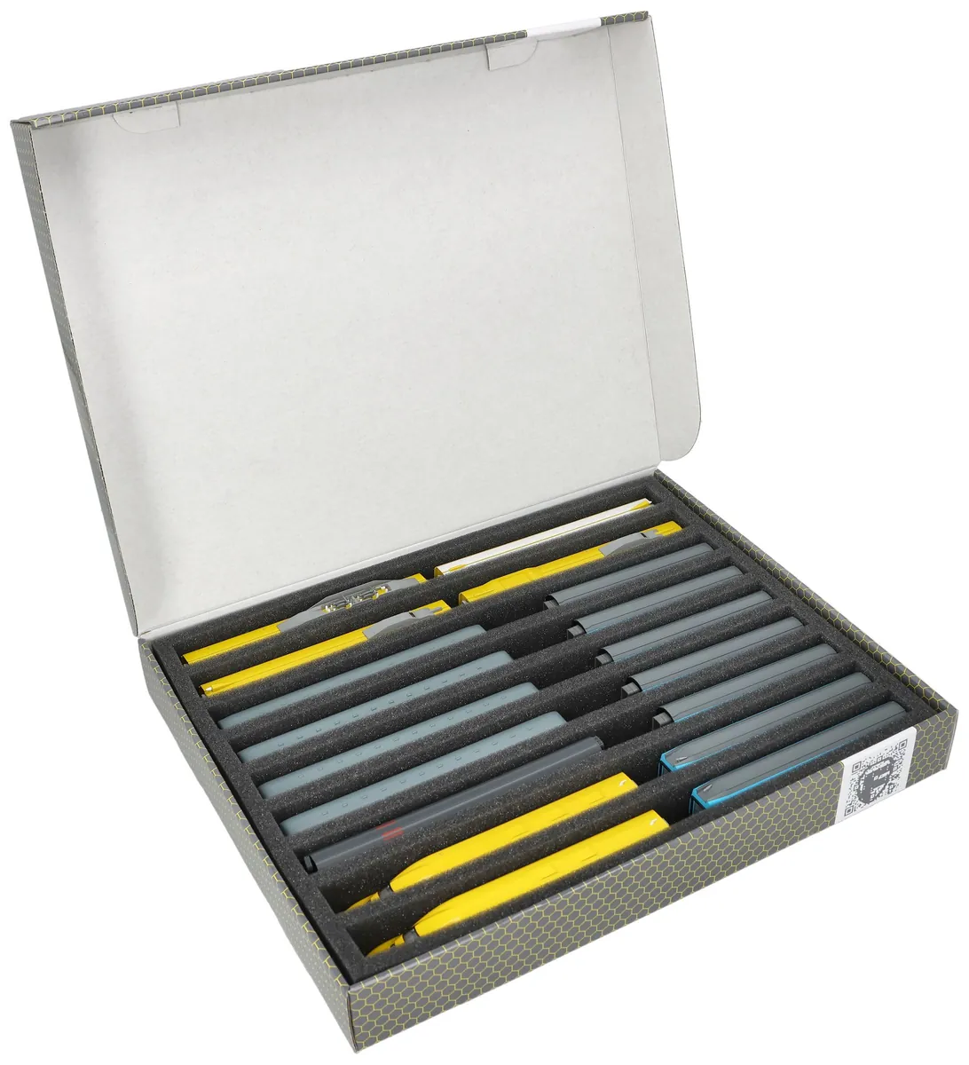 Feldherr Storage Box FSLB040 for model railway locomotives, wagons and vehicles - 9 slots for N gauge vertical