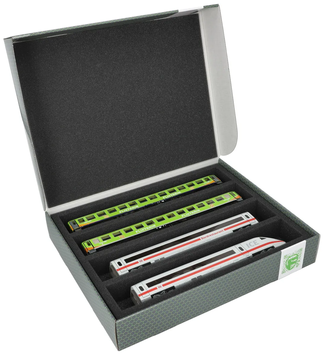 Feldherr Storage Box FSLB055 for model railway locomotives, wagons and vehicles - 4 slots for H0 gauge horizontal