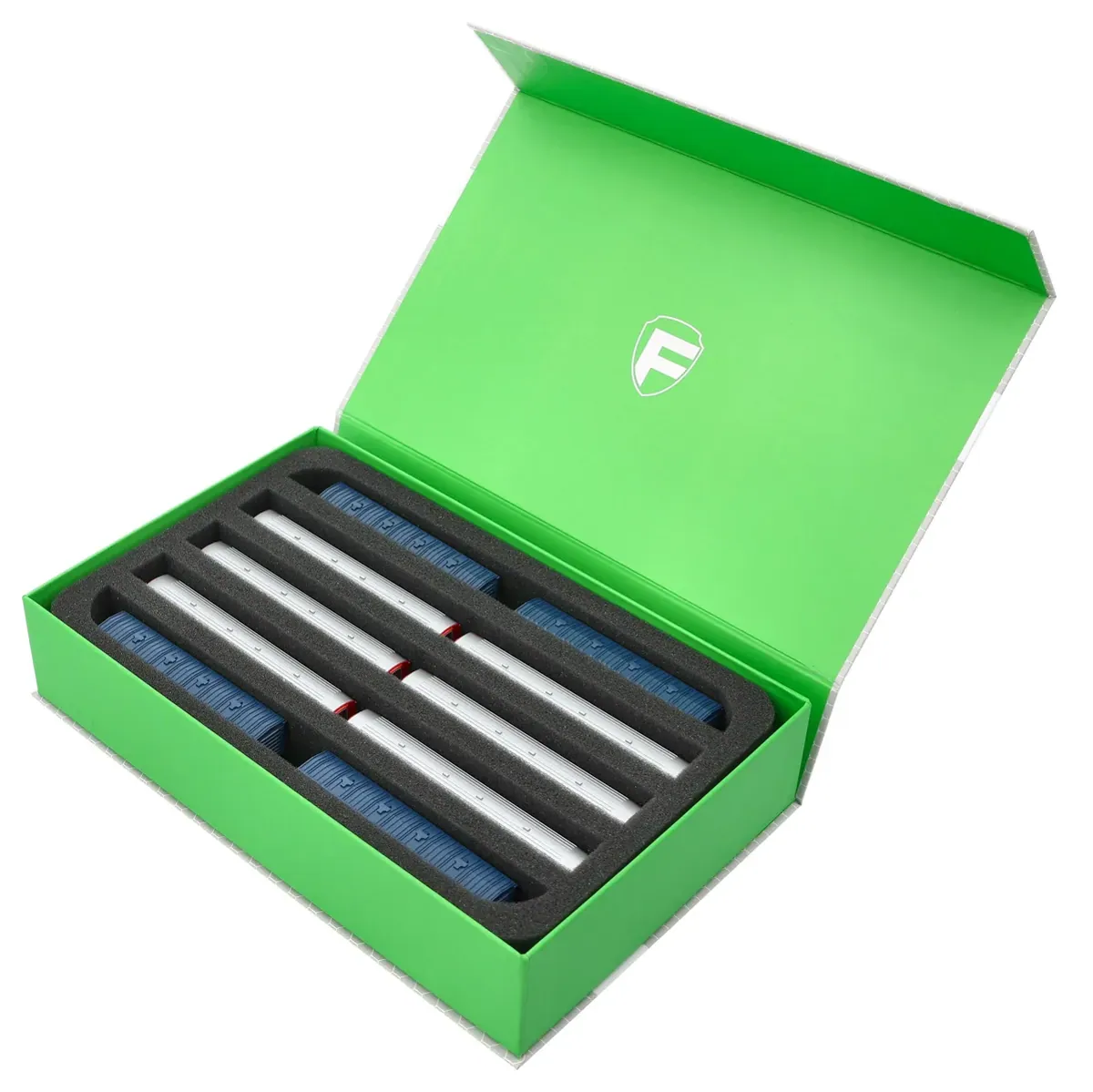 Feldherr Magnetic Box green for model railway locomotives, wagons and vehicles - 5 slots for N Gauge