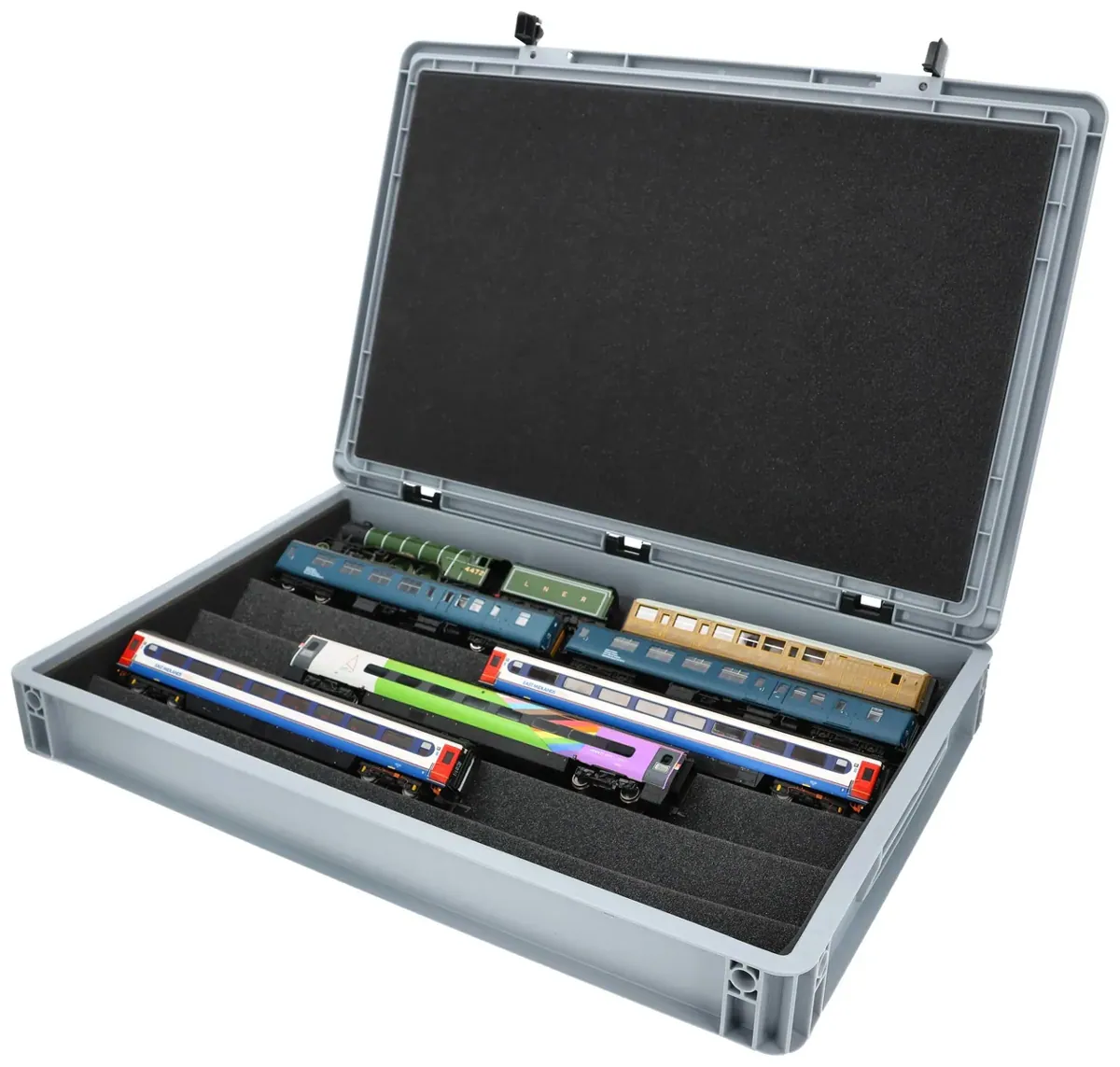 Euro Box with Zugliege - 5 compartments for 00 Gauge - for model railway locomotives, wagons and vehicles