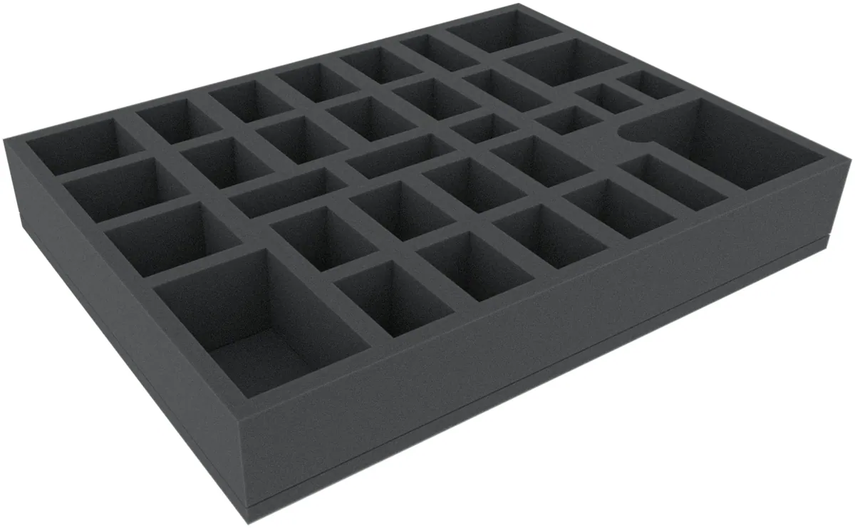 HBMFFU060BO 394 mm x 294 mm x 60 mm foam tray for board games with 32 compartments
