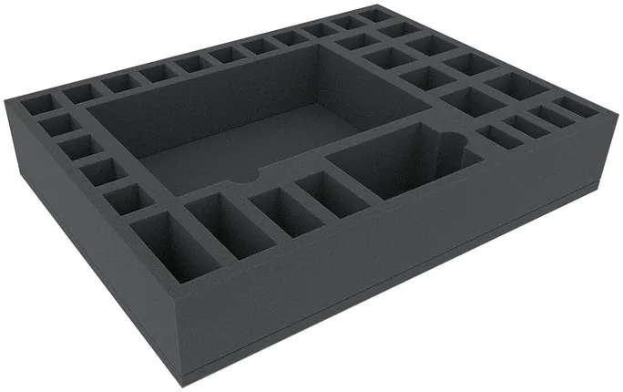 HBMFLE070BO 394 mm x 294 mm x 70 mm foam tray for board games with 37 compartments