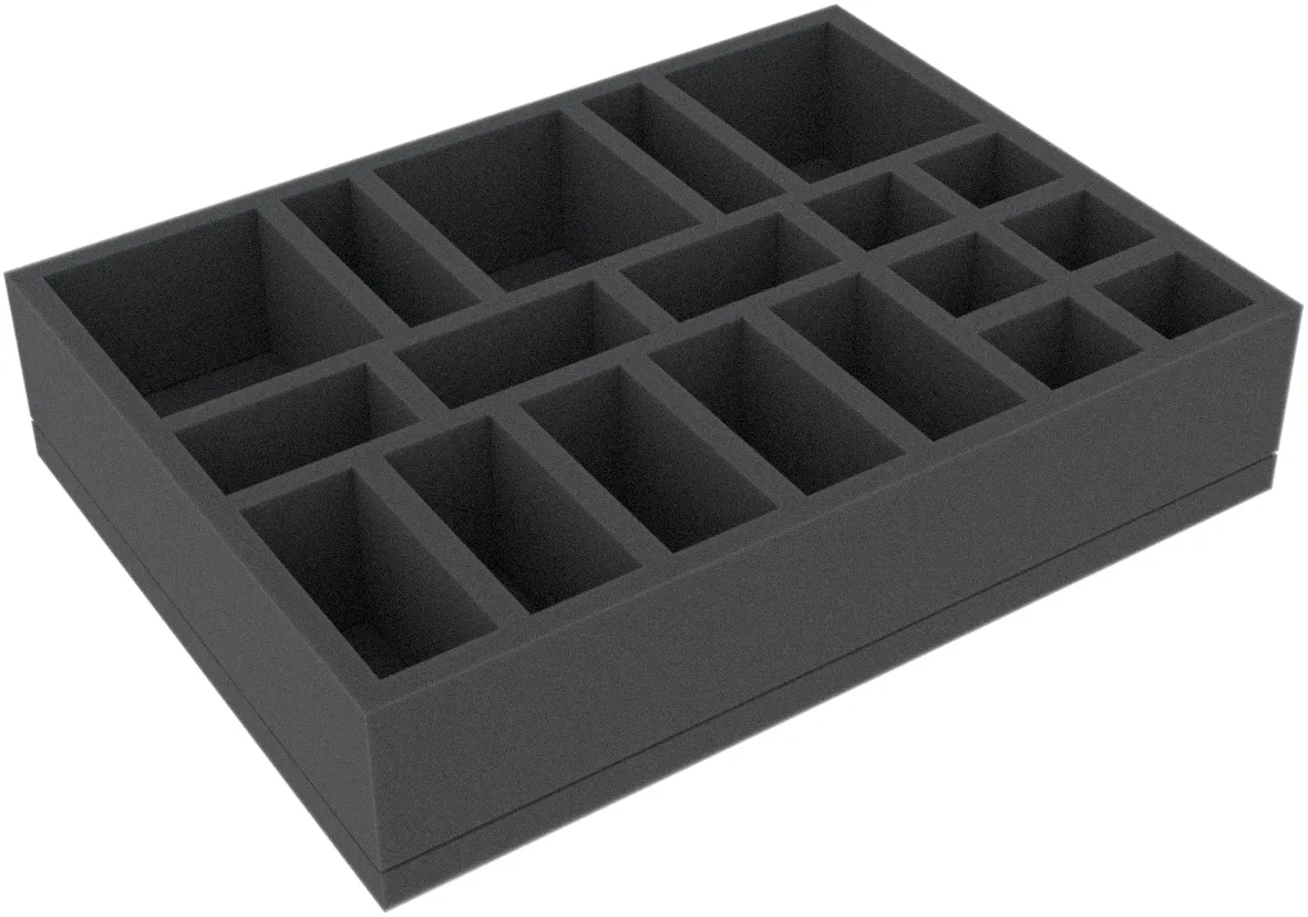 HGMFGJ050BO 230 mm x 170 mm x 50 mm foam tray for board games with 19 compartments