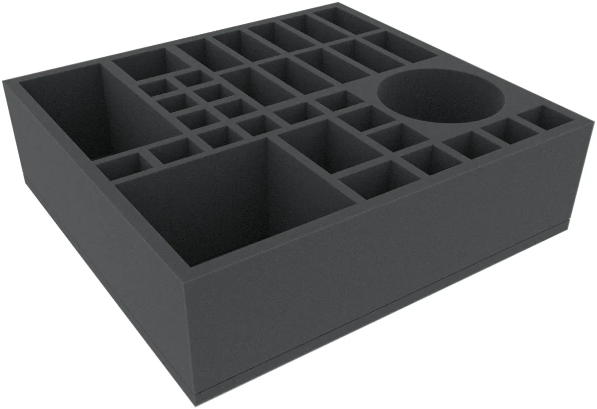 HRMFIA095BO 335 mm x 310 mm x 95 mm foam tray for board games with 34 compartments
