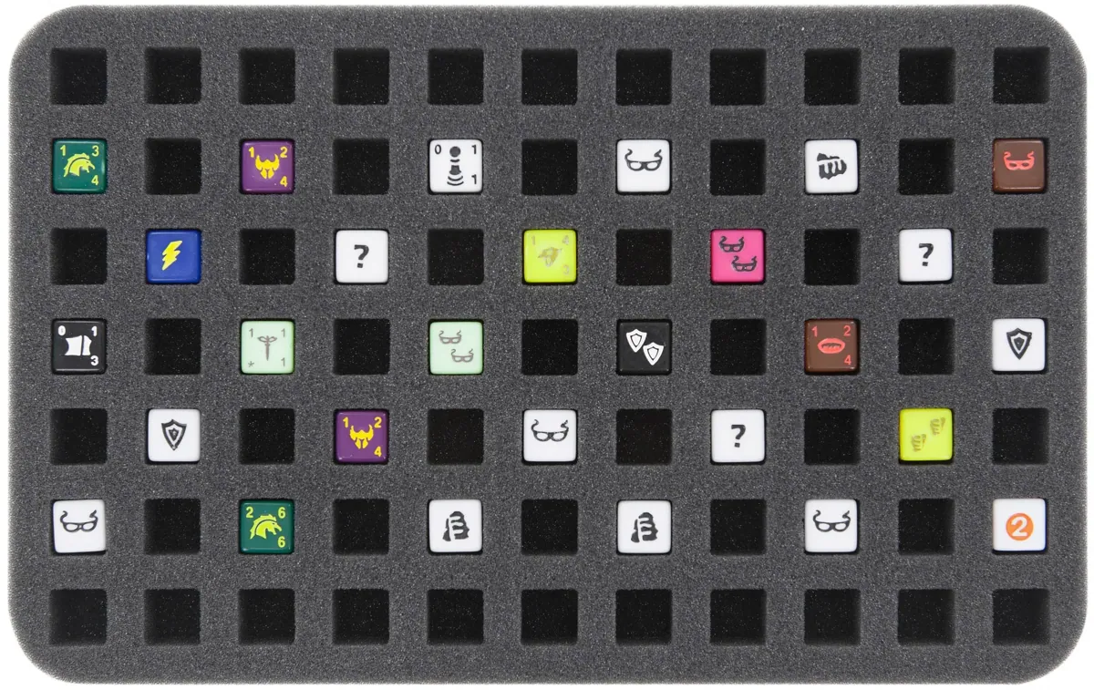 HS025DM01 25mm half-size foam tray 77 square cut-outs for dice (14mm) for Dice Masters