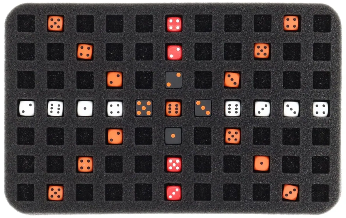 HS025WH34 25 mm foam tray for Warhammer - 77 dice